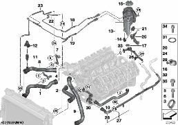 Kylvatten slang diagram for BMW 5 Series E60 M5