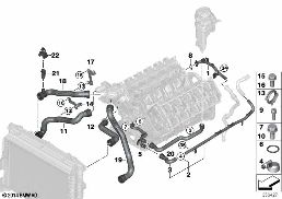 COOLING SYSTEM COOLANT HOSES diagram for BMW 5 Series E61 LCI M5