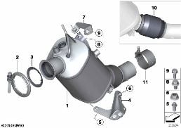CATALYSER/DIESEL PARTICULATE FILTER diagram for BMW 1 Series F21 125d