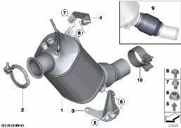 Pot catalytique/Filtre particules Diesel diagram for BMW 5 Series F10 LCI 525d