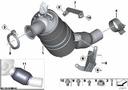 CATALYSER/DIESEL PARTICULATE FILTER diagram for BMW 3 Series E91 LCI 320xd