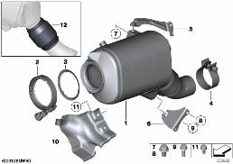 Katalizator/Przeciwpyłk. filtr paliwowy diagram for BMW X3 E83 LCI 3.0d