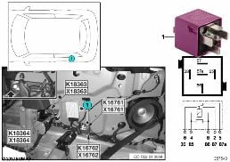 繼電器 鎖止件 車頂 1 K16761 diagram for BMW MINI Cabrio R52 Cooper