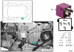 繼電器 鎖止件 車頂 2 K16762 diagram for BMW MINI Cabrio R52 Cooper