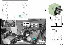 繼電器 雜物箱聯鎖 K405 diagram for BMW MINI Cabrio R52 Cooper