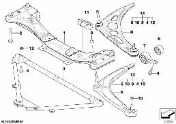 FRONT AXLE SUPPORT/WISHBONE diagram for BMW 3 Series E46 318i