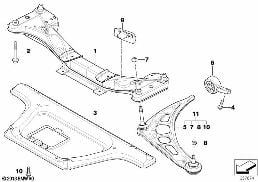 FRONT AXLE SUPPORT/WISHBONE diagram for BMW 3 Series E46 318i