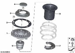 GUIDE SUPPORT/SPRING PAD/ATTACHING PARTS diagram for BMW MINI Cabrio F57 LCI Cooper