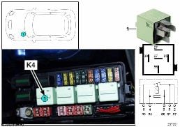 Przekaźnik dmuchawy ogrzewania K4 diagram for BMW MINI R50 Cooper