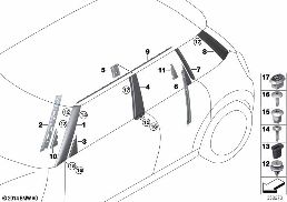 Zewnętrzne osłony / Kratka ozdobna II diagram for BMW MINI F55 Cooper