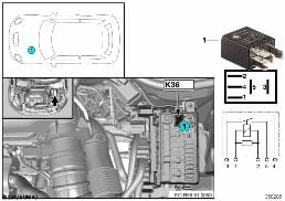 Relais Wischer 1 K36 diagram for BMW MINI R56 Cooper
