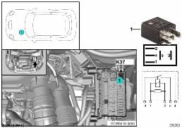 Relais Wischer 2 K37 diagram for BMW MINI R56 Cooper