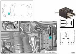 Relais Entlastung Klemme 15 K6326 diagram for BMW MINI R56 Cooper