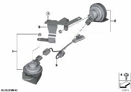 Klakson, tutucu ile diagram for BMW MINI Cabrio F57 JCW