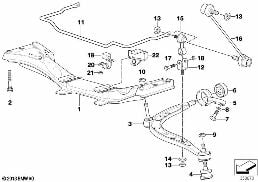 Framaxelbalk/tvaerbalk/stabilisator diagram for BMW 3 Series E36 325tds