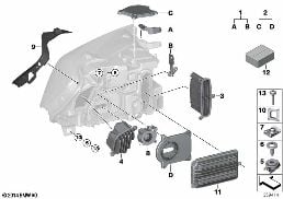 SINGLE PARTS, HEADLIGHT LED diagram for BMW X3 F25 20iX