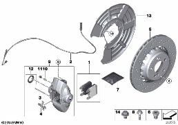 Φρένο πίσω τροχού diagram for BMW 3 Series F80 M3 M3