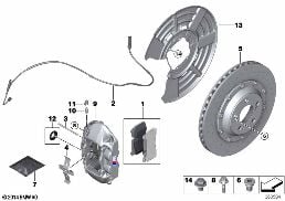 Φρένο πίσω τροχού diagram for BMW 3 Series F80 M3 M3