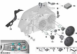 INDIVIDUAL PARTS FOR HEADLAMP, HALOGEN diagram for BMW X3 F25 20iX