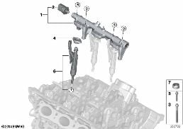 HIGH-PRESSURE RAIL / INJECTOR diagram for BMW 2 Series F23 LCI 218i