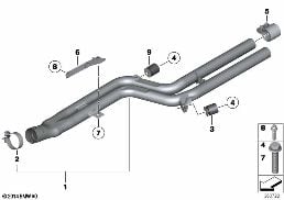 FRONT MUFFLER diagram for BMW 5 Series F11 535i