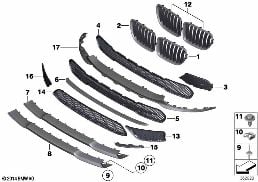 TRIM, DECOR ELEMENTS, FRONT diagram for BMW X1 E84 20i