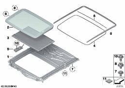 Toit ouvrant à lever diagram for BMW 5 Series F18 520Li