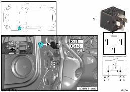 Relais Frontscheibenheizung K416 diagram for BMW MINI R56 Cooper