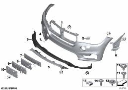 แผงปิดเสาด้านหน้าที่มีไฟ LED ไฟตัดหมอก diagram for BMW X5 F15 35iX