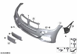 M แผงปิดเสาด้านหน้าที่มีไฟ LED ไฟตัดหมอก diagram for BMW X5 F15 35iX