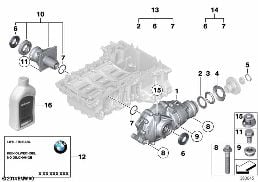 FRONT DIFF., COMPONENTS, ALL-WHEEL diagram for BMW 5 Series E61 530xd