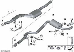 Uitlaatsysteem achter diagram for BMW 3 Series F31 328dX