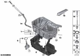 OIL PAN/OIL LEVEL INDICATOR diagram for BMW 2 Series F45 Active Tourer LCI 216d