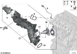 INTAKE MANIFOLD AGR WITH FLAP CONTROL diagram for BMW X1 F48 LCI 18dX