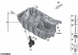 Oliecarter/olieniveau diagram for BMW X1L F49 LCI X1 25Li