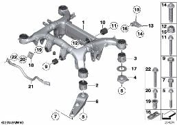 REAR AXLE CARRIER diagram for BMW 5 Series F10 LCI 520i