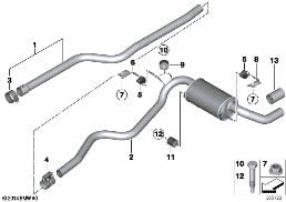 EXHAUST SYSTEM, REAR diagram for BMW 3 Series F31 320dX