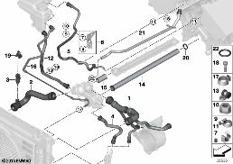 Węże płynu chłodzącego układu chłodzenia diagram for BMW 7 Series E66 760Li
