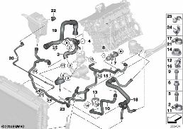 Εύκαμπτ.σωλήν.ψυκτικ.υγρού συστήμ.ψύξης diagram for BMW 5 Series E61 LCI 520i