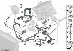 Εύκαμπτ.σωλήν.ψυκτικ.υγρού συστήμ.ψύξης diagram for BMW 5 Series E61 LCI 520i