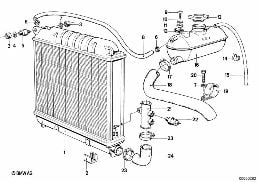 Radiateur/vase d'expansion/cadre diagram for BMW 3 Series E21 323i