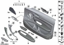 DOOR TRIM PANEL, FRONT diagram for BMW 1 Series F20 118dX