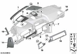 MOUNTING PARTS, I-PANEL, TOP diagram for BMW 6 Series F12 650iX