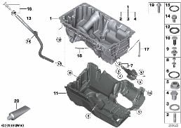 OIL PAN/OIL LEVEL INDICATOR diagram for BMW 3 Series F30 LCI 320d ed