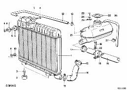 Radiateur/vase d'expansion/cadre diagram for BMW 3 Series E21 323i