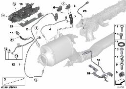 Capt. filtre particules/pièc.rapportées diagram for BMW 5 Series F10 LCI 535d