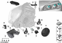 INDIVIDUAL PARTS FOR HEADLAMP, HALOGEN diagram for BMW 2 Series F46 Gran Tourer 220i