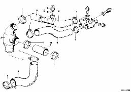 COOLING SYSTEM-THERMOSTAT/WATER HOSES diagram for BMW 3 Series E21 320i