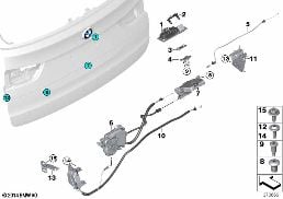 Bagaj kapağı/Kilitleme sistemi diagram for BMW X5 F15 35iX