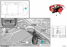 รีเลย์,รีเลย์สตาร์ท-ตัดการทำงาน K447 diagram for BMW 7 Series F03 750LiS
